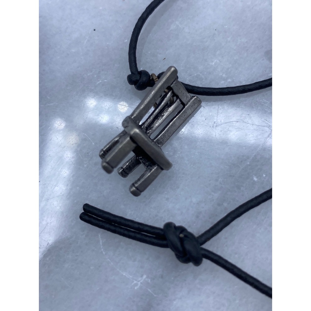 Necklace Silver Miniature Chair Charm Black Cord Unique Quirky Unusual Goth Odd - Picture 4 of 12